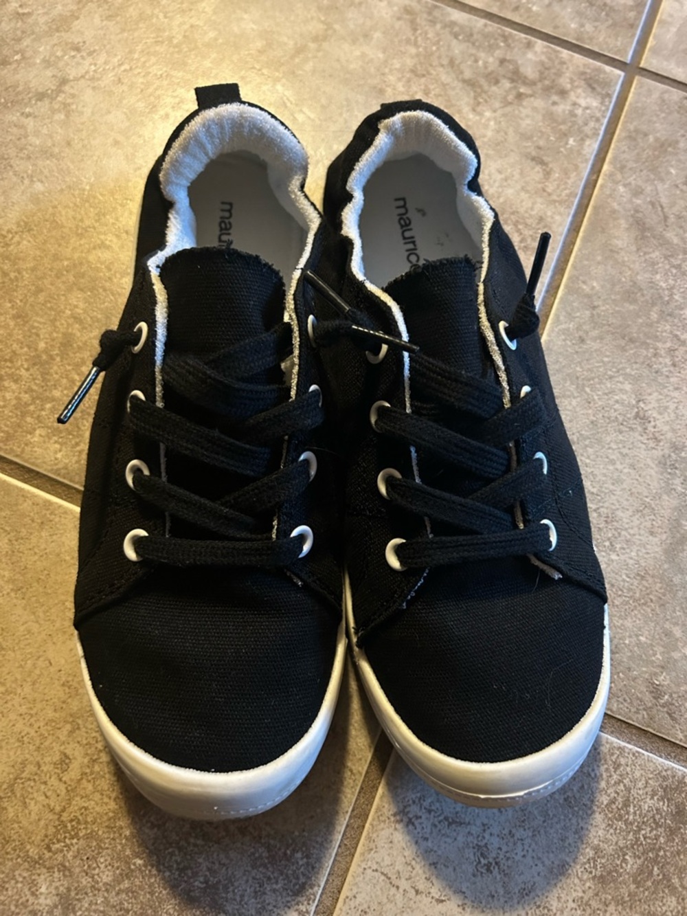 Maurices Black Canvas Sneakers with White Trim